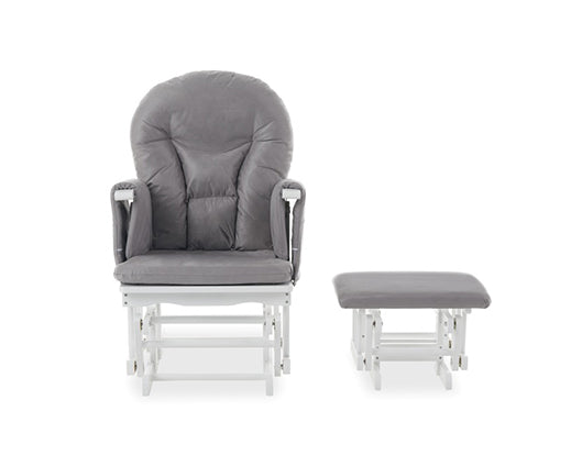 Reclining Glider Chair and Stool - Grey