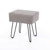 Grey Fabric Upholstered Rectangular Stool