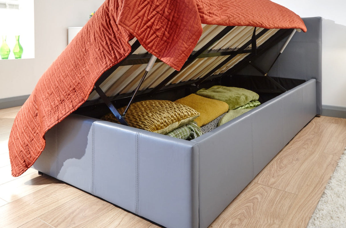 Serena Single Side Lift Ottoman Bed - Grey PU