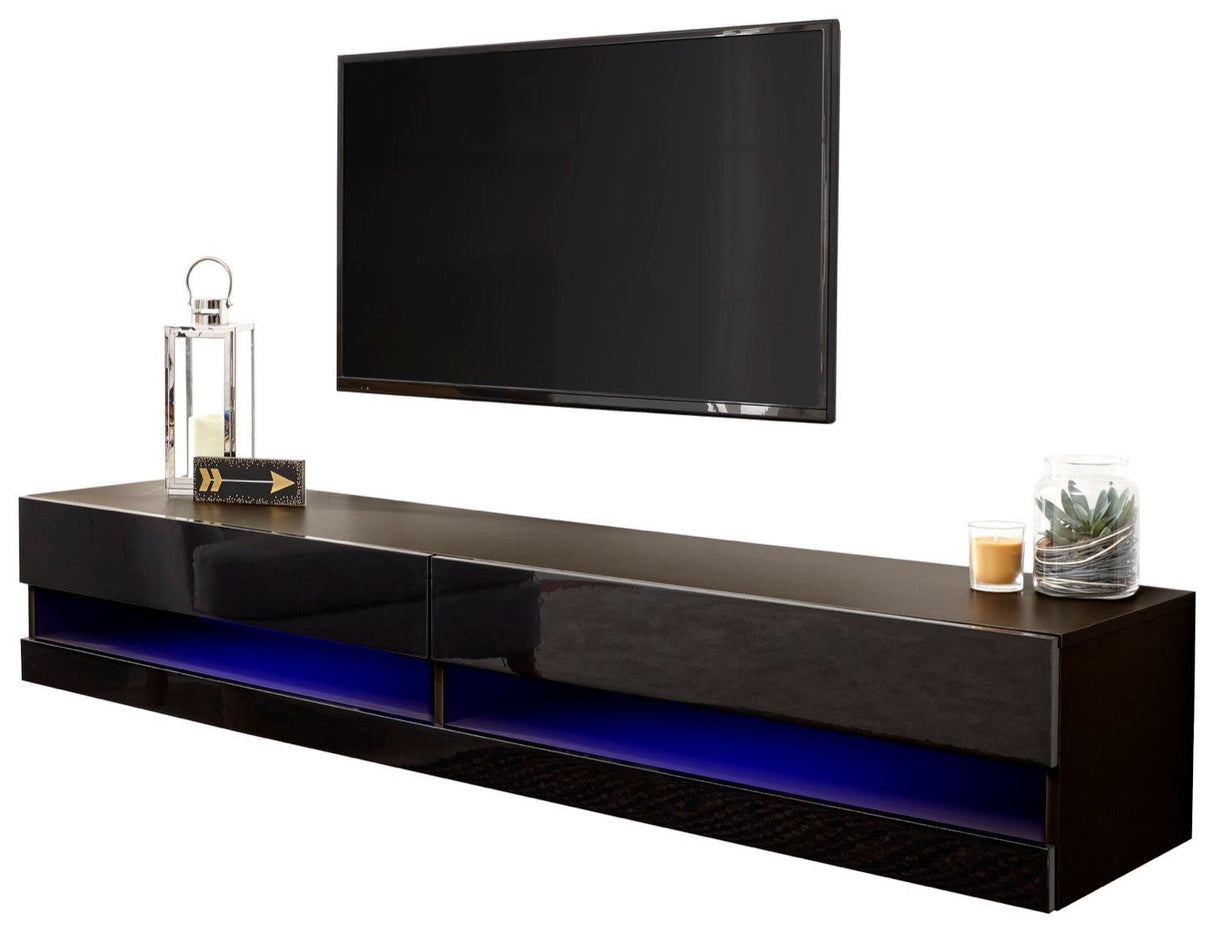 Galicia 150cm wall tv unit with led black