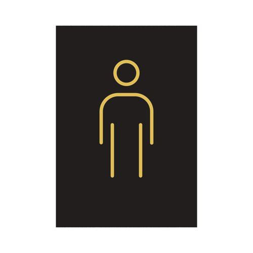 Male Toilet Sign Rigid Plastic 105x150mm Black&#47;Gold Y6698803