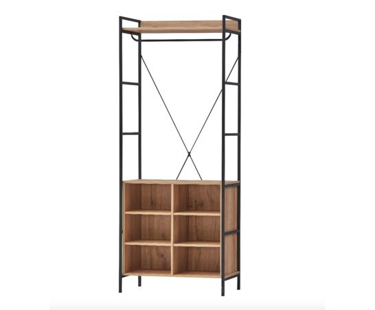 Claire Open Wardrobe with 4 Shelves- Riveria Oak