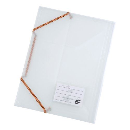 5 Star Office 3 Flap Elasticated File Polypropylene A4 Translucent (Pack of 5)