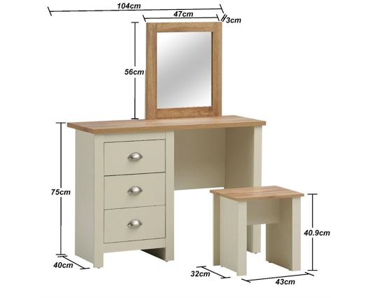 Lisbon Dressing Table 3 Drawer