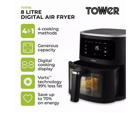 Vortx 8L Vision Air Fryer Digital Black