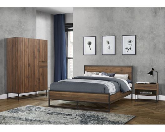 Houston Double Bed - Walnut