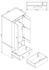 Corona Classic 2 door, 2 drawer wardrobe