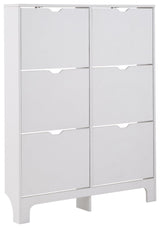 Narrow 6 drawer shoe cabinet white