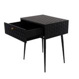Saturn metal 1 drawer bedside cabinet, black with gold handle