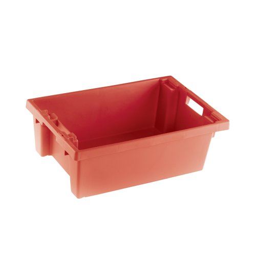 VFM Red Solid Slide Stack&#47;Nesting Container 32 Litre 382958