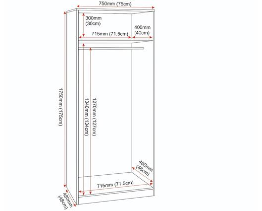 DAKOTA 2 DOOR WARDROBE - DARK GREY