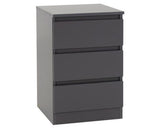 Malvern 3 Drawer Bedside - Grey