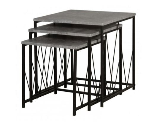 Athens Square Nest Of Tables - Concrete Effect/Black