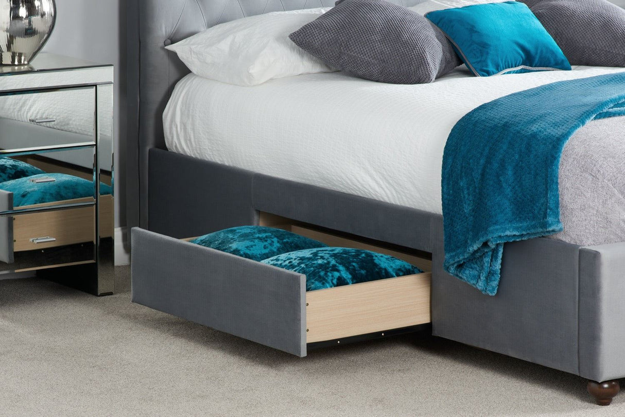 Marlow King Bed with Storage Drawers - Grey