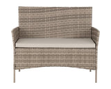 Willow 4Pc Garden Set - Grey Rattan/Grey Fabric/Clear Glass