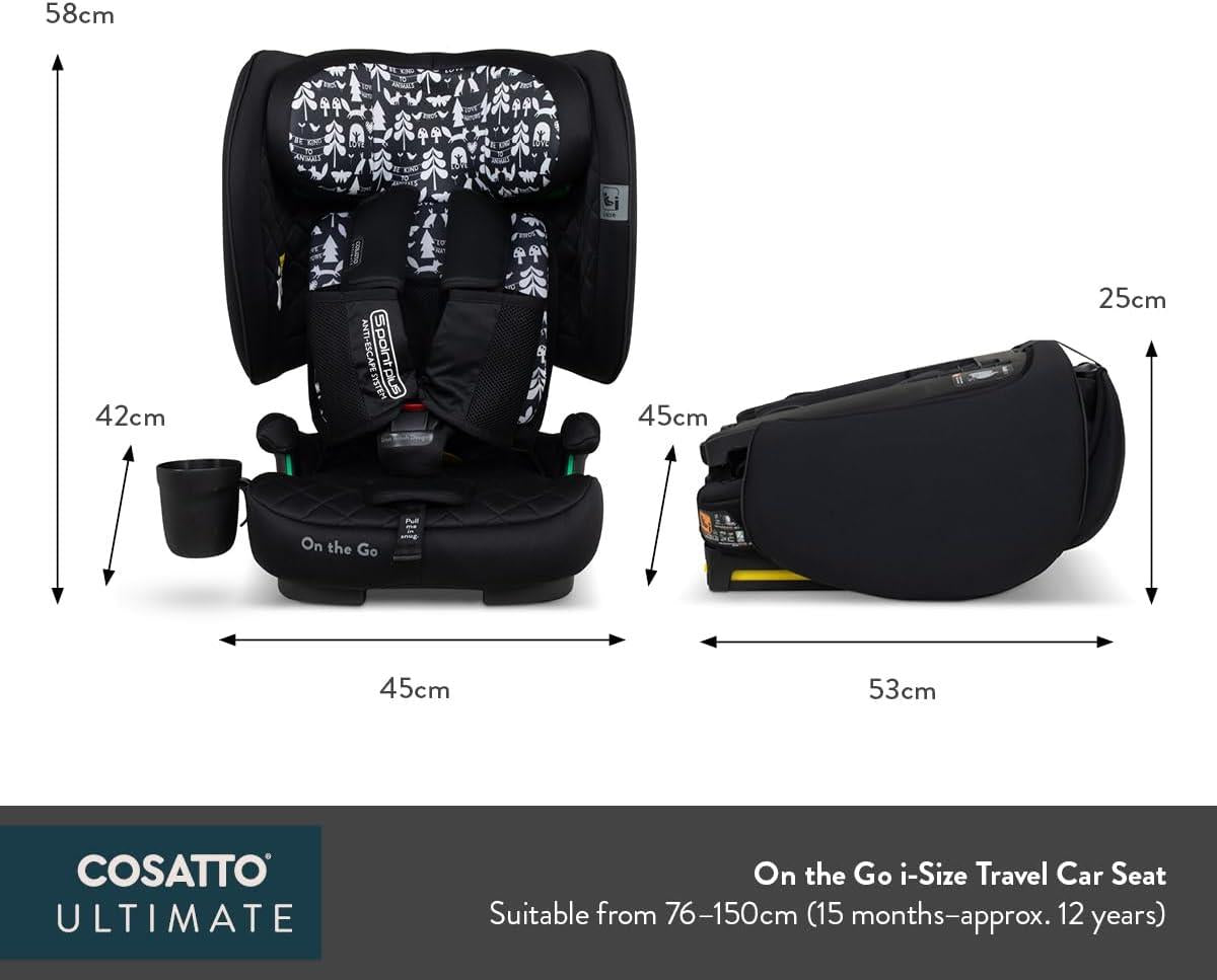 On the Go i-size Travel Car Seat - Itchy Feet Rosy