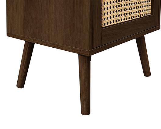 Croxley 2 Drawer Rattan Bedside - Walnut