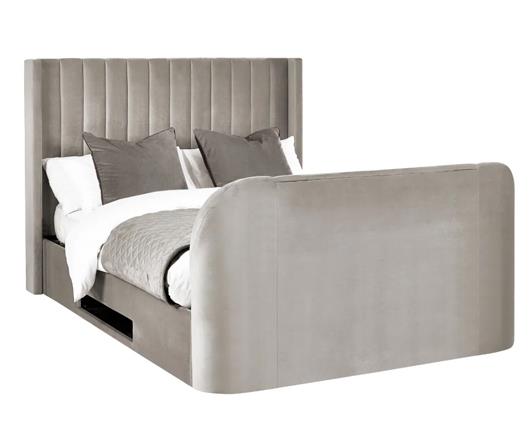 Clara Side Lift Ottoman TV Bed Light Grey - Double