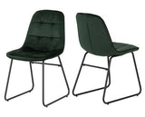 ATHENS RECT & LUKAS DINING SET (X4 CHAIRS) - CONCRETE/EMERALD GREEN VELVET
