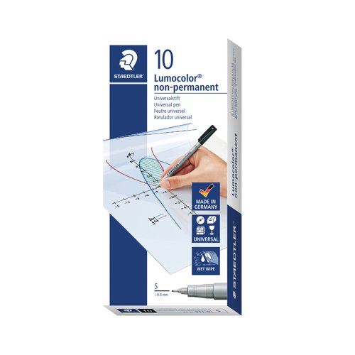 Staedtler Lumocolor Pen Superfine Non-Permanent Black (10 Pack) 311-9