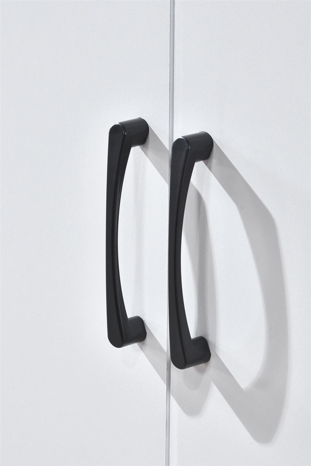 6 Door Wardrobe - White (Black Handles)