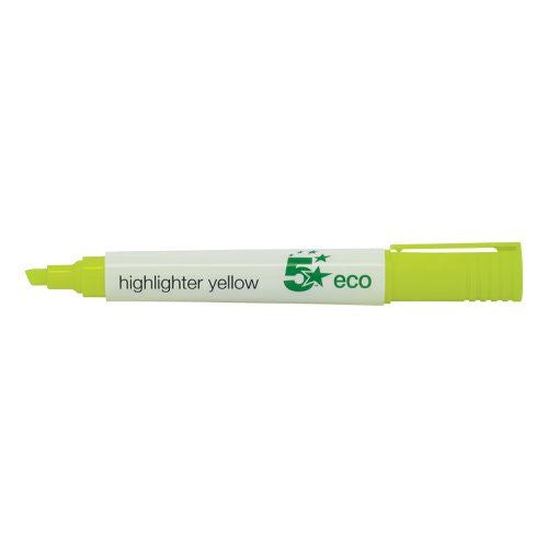 5 Star Eco Highlighter Chisel Tip 1-5mm Line Yellow (Pack of 10)