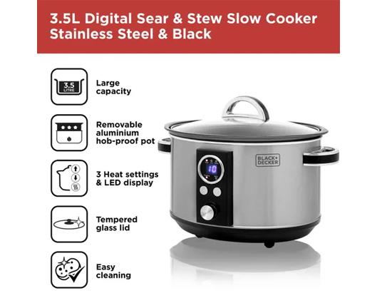 Black and Decker 3.5L Stainless Steel Digital Slow Cooker