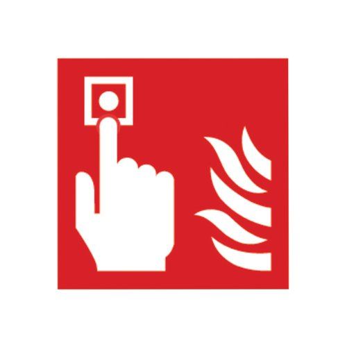 Safety Sign Fire Alarm 100x100mm Self-Adhesive (Pack of 5) KF68B&#47;S