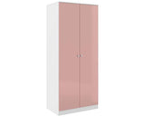 DENVER 2 DOOR WARDROBE - WHITE/PINK GLOSS