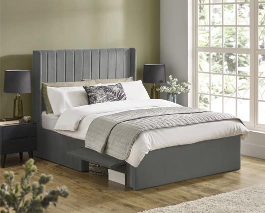 Leila Dual Storage Door Bed Steel Grey - Double