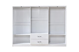 6 Door Wardrobe - White (Black Handles)