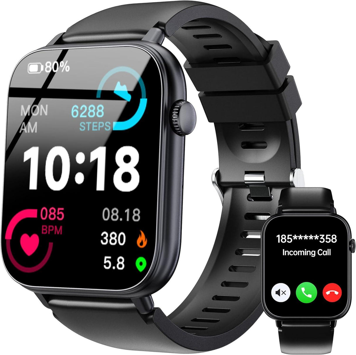 Smart Watch for Men Women - Black