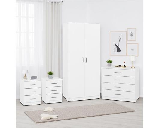 DAKOTA 2 DOOR WARDROBE BEDROOM SET - WHITE