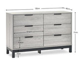 Bali 6 Drawer Wide Chest Grey Oak
