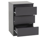 Malvern 3 Drawer Bedside - Grey