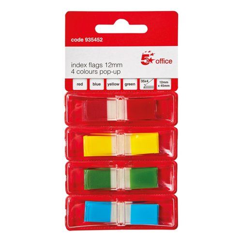 5 Star Office Index Flags 4 Bright Colours 12x45mm 35 Flags per Colour Assorted (Pack of 5)