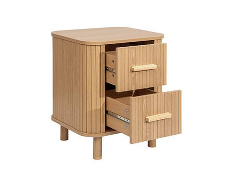 Axel 2 Drawer Fluted Bedside - Oak