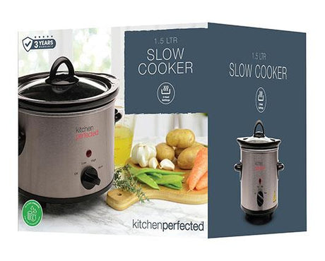 Lloytron E3016SS Kitchen Perfected 1.5Ltr Round Stainless Steel Slow Cooker