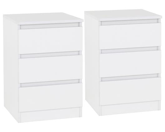 MALVERN 3 DRAWER BEDSIDE X2 - WHITE