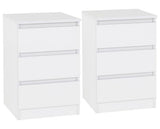 MALVERN 3 DRAWER BEDSIDE X2 - WHITE