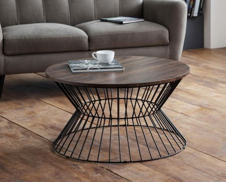 JERSEY ROUND WIRE COFFEE TABLE - WALNUT