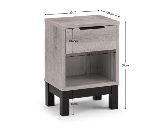 Bali 1 Drawer Bedside Grey Oak