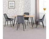 HAMILTON & AVERY MEDIUM DINING SET (X4 CHAIRS) - MEDIUM OAK EFFECT/GREY VELVET