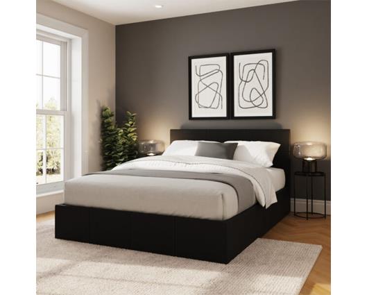 Serena Double Side Lift Ottoman Bed - Black