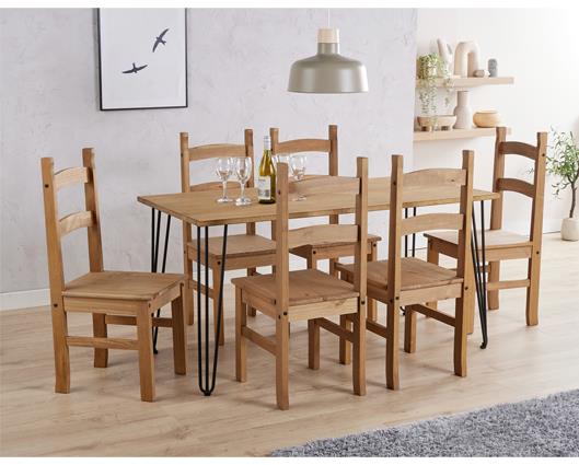 Augusta large dining table + 6 chair Set, 1xASTB3 + 3xCR105(pairs)