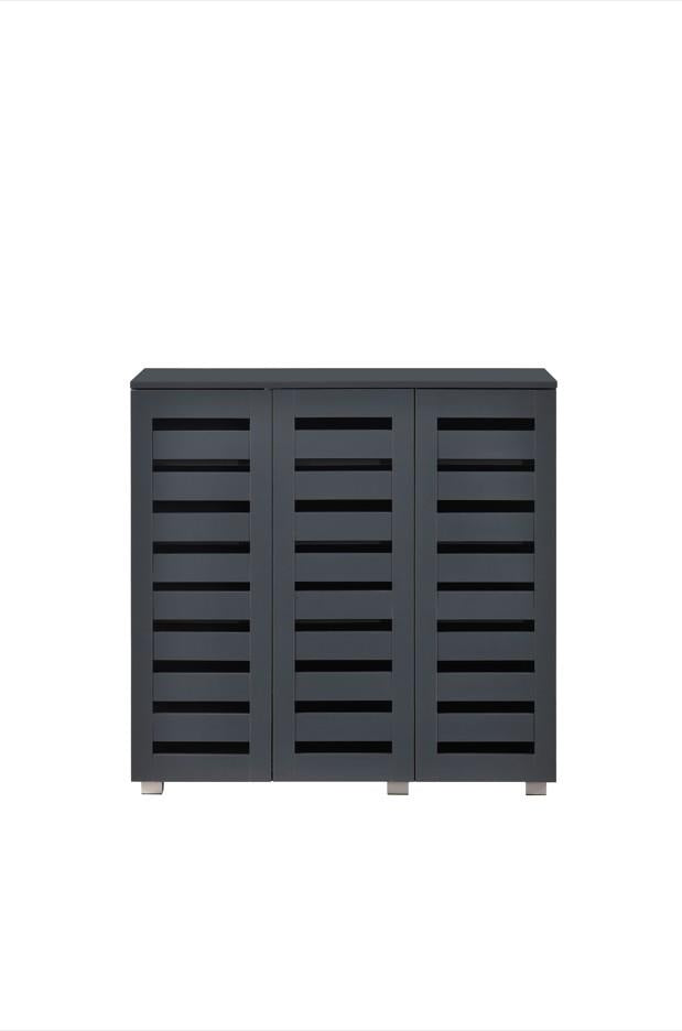 Euston 3 Door Shoe Cabinet - Dark Grey