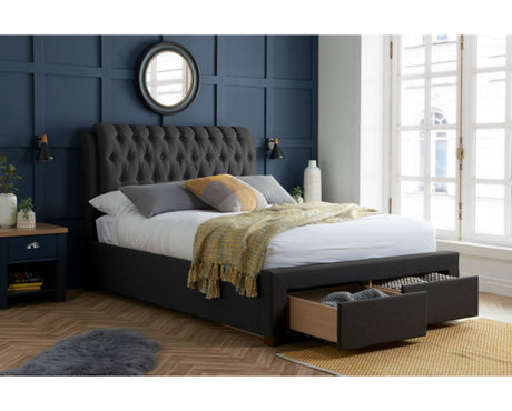 Valentino King Bed - Charcoal