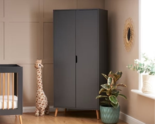 Maya Double Wardrobe - Slate with Natural