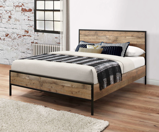 Urban Double Bed - Black & Oak