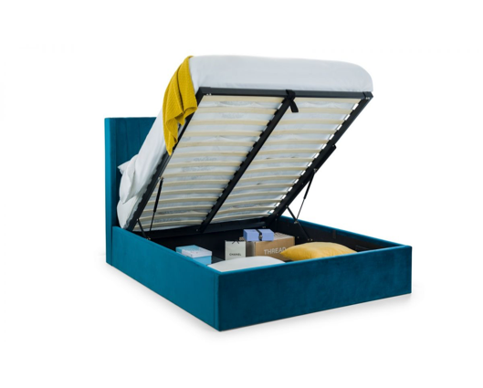 Langham Scalloped Headboard Ottoman King Bed - Teal